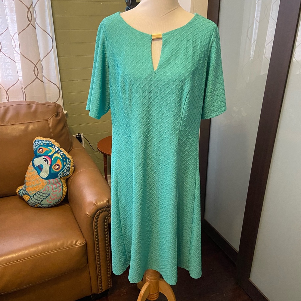 London Times Teal Midi Dress